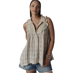 Pilcro Sleeveless Seaside Collared Swing Blouse